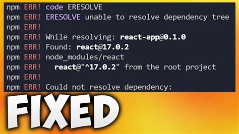 x . . Npm err eresolve unable to resolve dependency tree